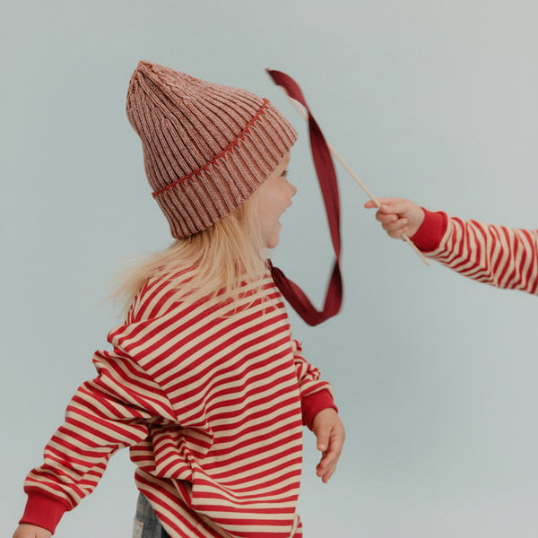 Jamie Crimson Stripe Cotton Long Sleeve Tee