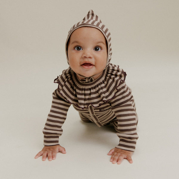 Bobbi Acorn Stripe Detachable Frilled Collar Bib
