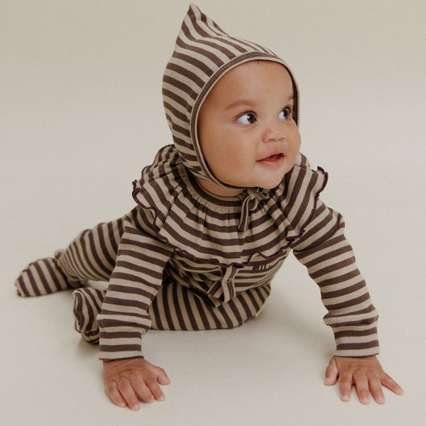 Pixie Acorn Stripe Cotton Bonnet