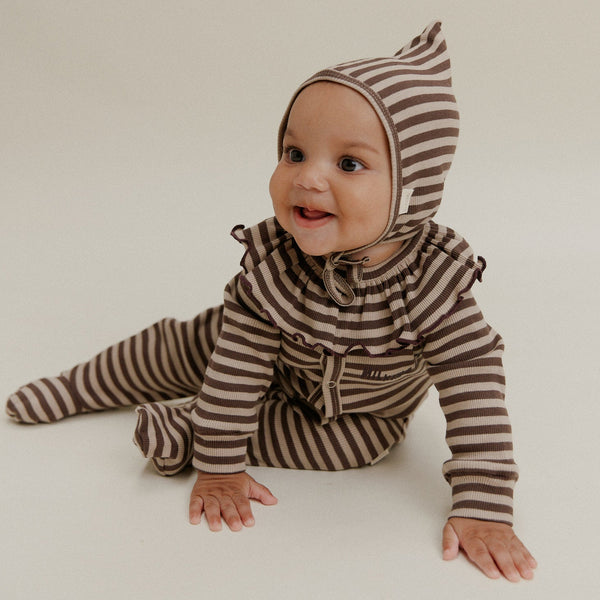 Milking It Acorn Stripe Rib Cotton Baby Onesie