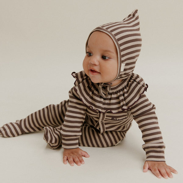 Bobbi Acorn Stripe Detachable Frilled Collar Bib