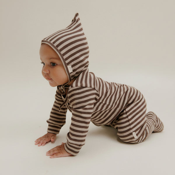 Pixie Acorn Stripe Cotton Bonnet