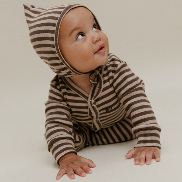 Pixie Acorn Stripe Cotton Bonnet