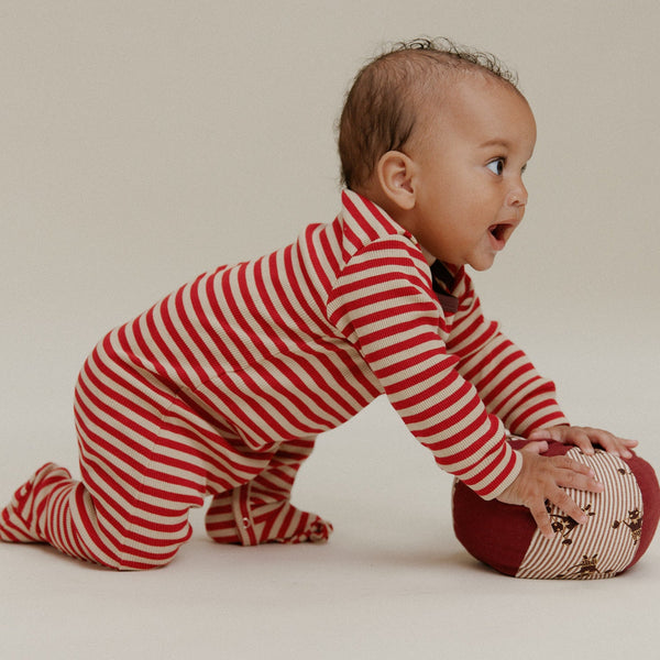 Milking It Crimson Stripe Rib Cotton Baby Onesie