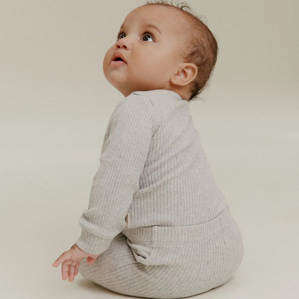 Milking It Grey Marl Cotton Rib Footed Baby Leggings