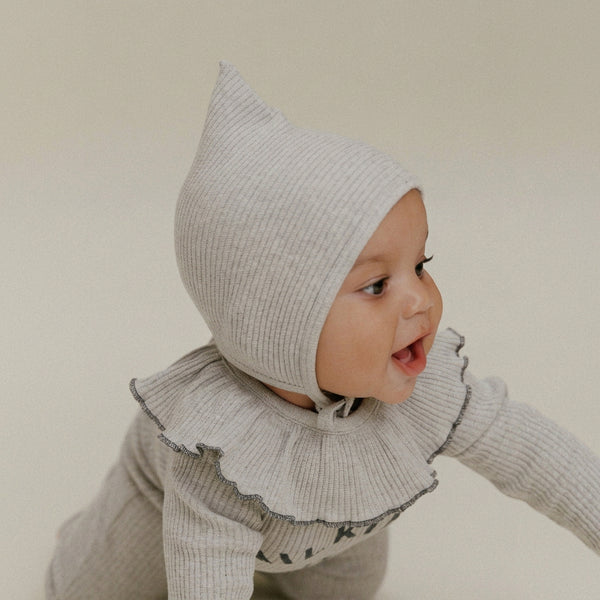 Bobbi Detachable Frilled Collar Bib (Grey Marl)