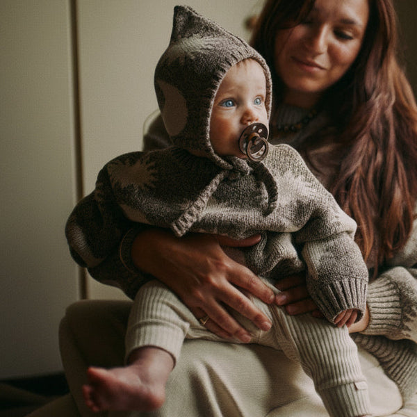 Cozmo Brown Moon Star Cotton Knit Bonnet