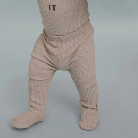 Milking It Grey Marl Cotton Rib Footed Baby Leggings