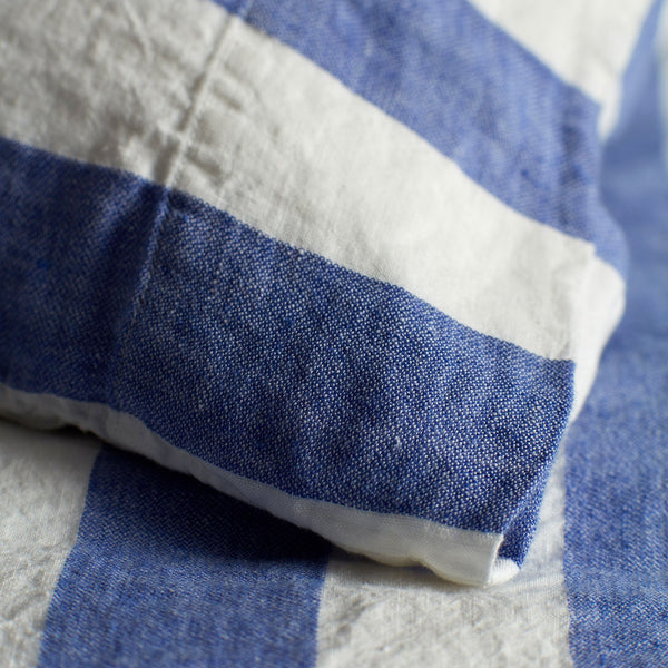 Cora Pinstripe Pure Linen Housewife Pillowcase (Cobalt)