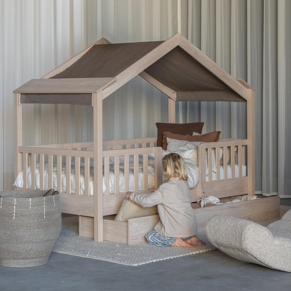 Chalet Montessori Junior Wooden House Bed 200x90cm (Natural Ash)