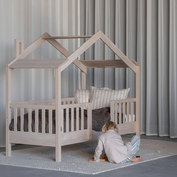 Chalet Montessori Junior Wooden House Bed 200x90cm (Natural Ash)