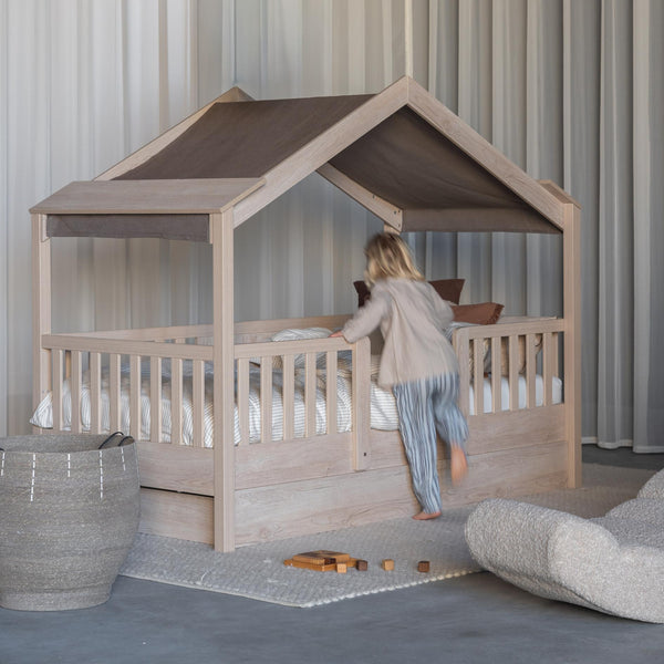 Chalet Montessori Junior Wooden House Bed 200x90cm (Natural Ash)