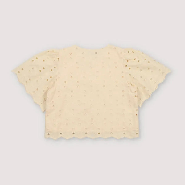 Creta Embroidered Cotton Blouse (Macadamia)