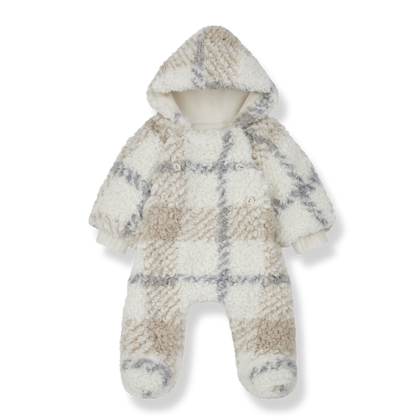 Cugat Checked Teddy Fleece Baby Pramsuit