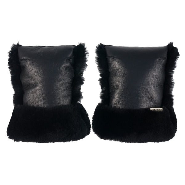 Coated Sheepskin Buggy Mittens (Noir)