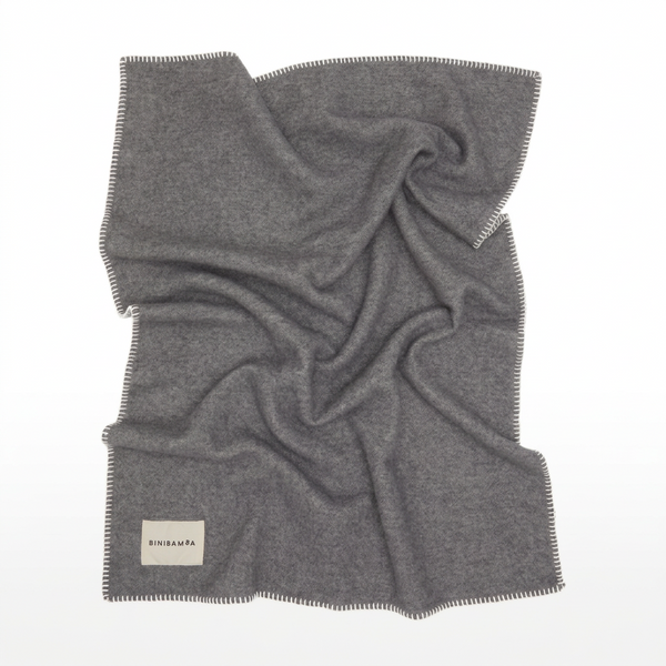 Two Tone Merino Wool Bini Blanket (Charcoal/Grey)