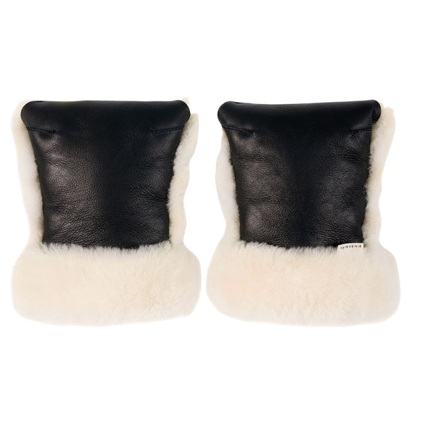 Coated Sheepskin Buggy Mittens (Noir/Milk)