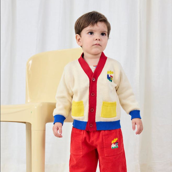 Bobo Choo Choo Cotton V Neck Block Colour Cardigan