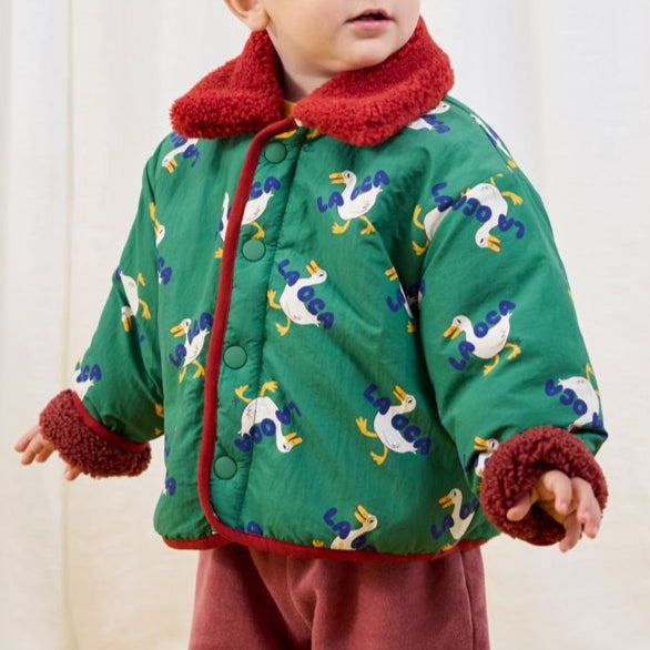 La Oca All Over Print Reversible Baby Sheepskin Jacket