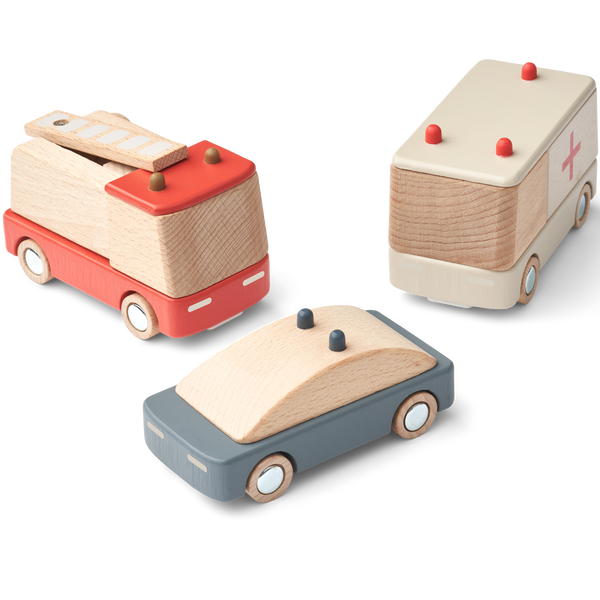 Village Emergency Vehicles Wooden Toy Set of 3