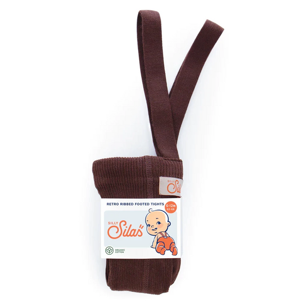 Silly Silas Unisex Rib Tights with Braces (Chocolate)