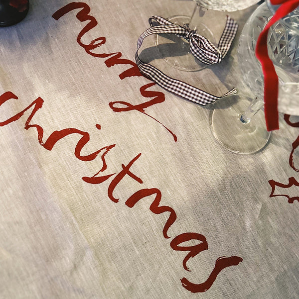 Christmas Feast Linen Tablecloth