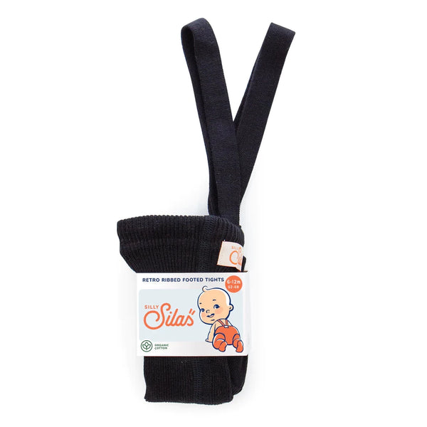 Silly Silas Unisex Rib Tights with Braces (Black)