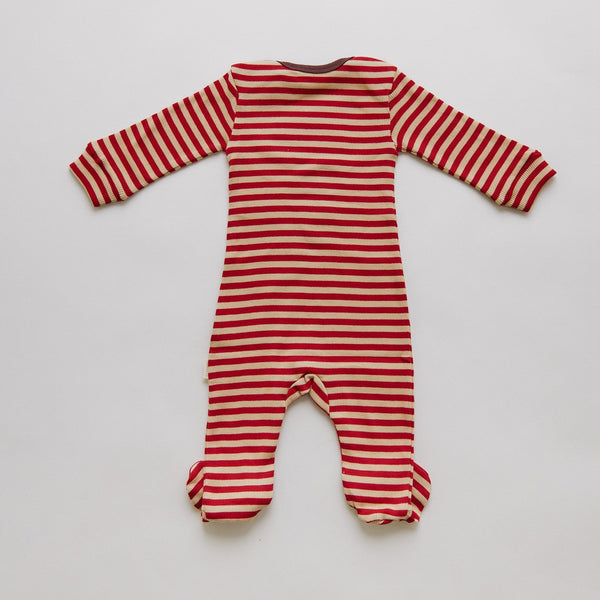 Milking It Crimson Stripe Rib Cotton Baby Onesie