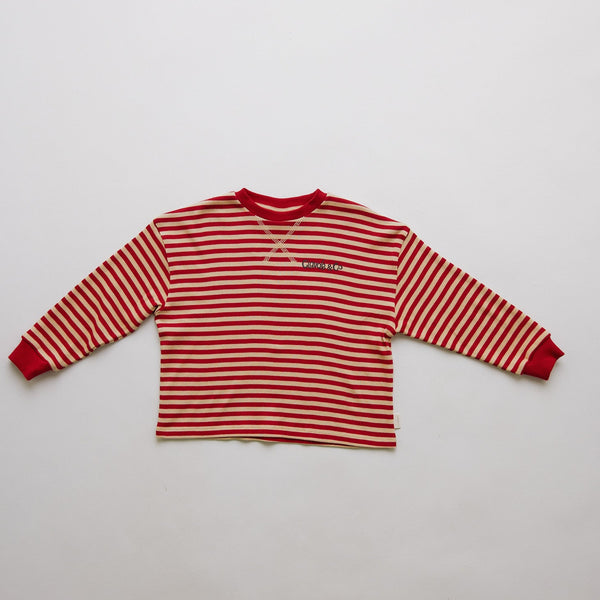 Jamie Crimson Stripe Cotton Long Sleeve Tee