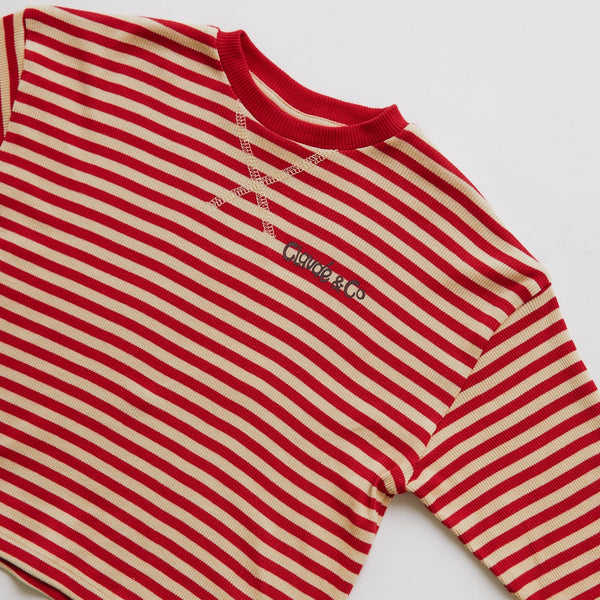 Jamie Crimson Stripe Cotton Long Sleeve Tee