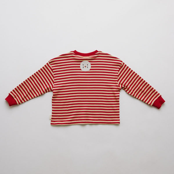 Jamie Crimson Stripe Cotton Long Sleeve Tee