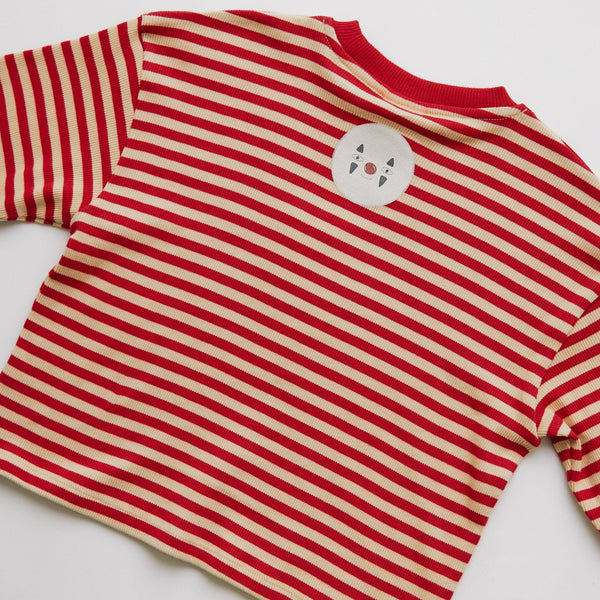Jamie Crimson Stripe Cotton Long Sleeve Tee