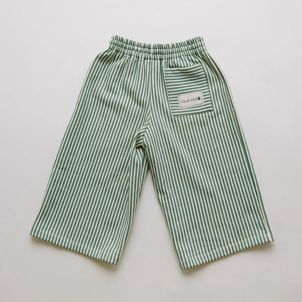Roda Pine Stripe Wide Leg Cotton Jogging Bottoms