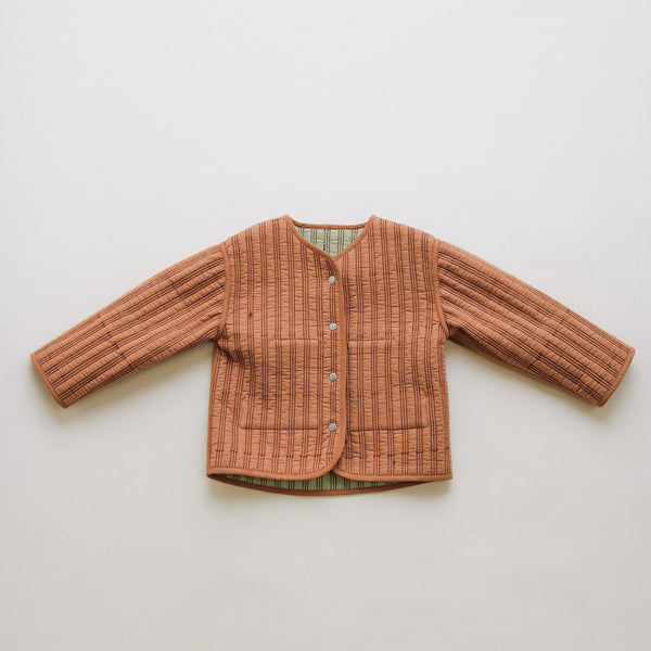 Simeon Sage Striped Reversible Quilted Boxy Jacket