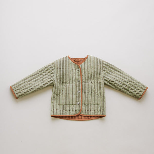 Simeon Sage Striped Reversible Quilted Boxy Jacket