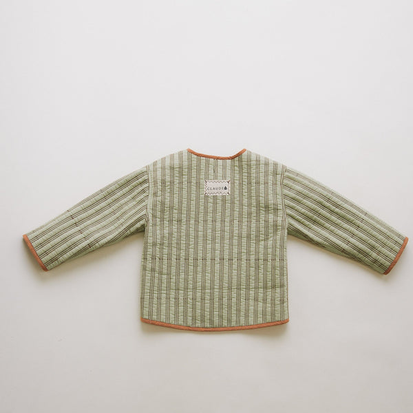 Simeon Sage Striped Reversible Quilted Boxy Jacket
