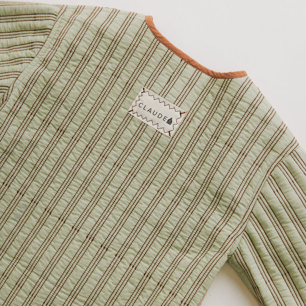 Simeon Sage Striped Reversible Quilted Boxy Jacket