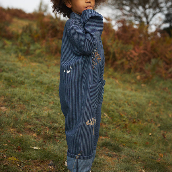 Syd Denim Woodland Print Cotton Boilersuit Overall