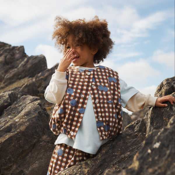 Rumi Blueberry Gingham Cotton Gilet