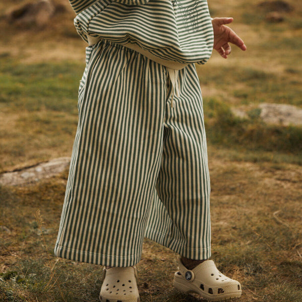 Roda Pine Stripe Wide Leg Cotton Jogging Bottoms