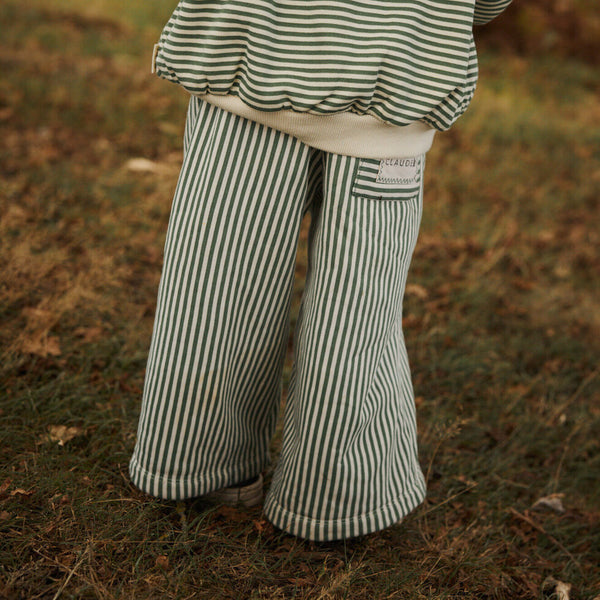 Roda Pine Stripe Wide Leg Cotton Jogging Bottoms