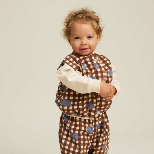 Rumi Blueberry Gingham Cotton Gilet