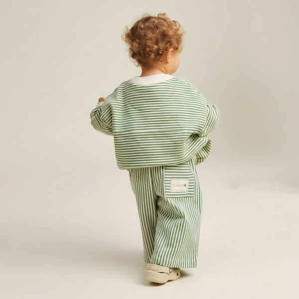 Roda Pine Stripe Wide Leg Cotton Jogging Bottoms