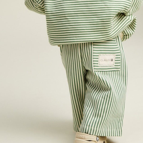Roda Pine Stripe Wide Leg Cotton Jogging Bottoms