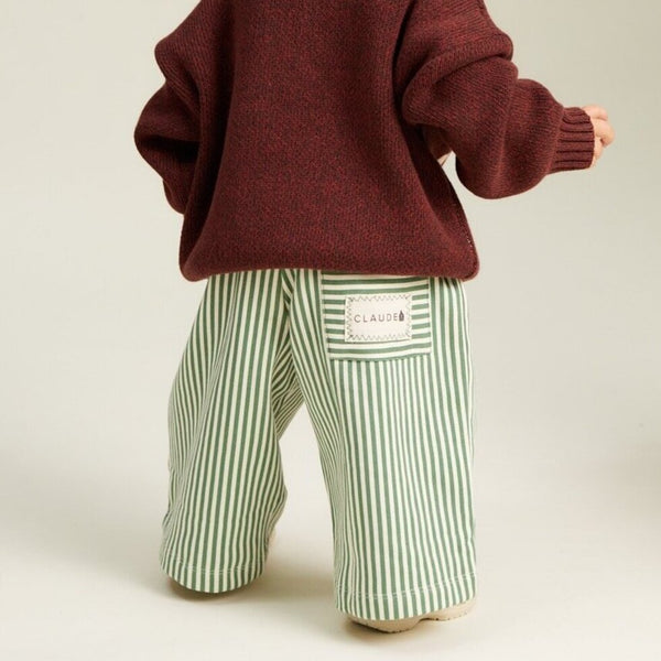 Roda Pine Stripe Wide Leg Cotton Jogging Bottoms