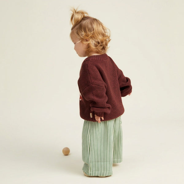 Roda Pine Stripe Wide Leg Cotton Jogging Bottoms