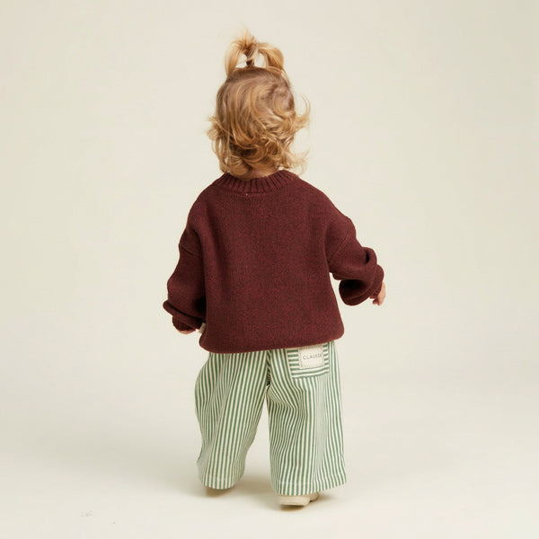 Roda Pine Stripe Wide Leg Cotton Jogging Bottoms