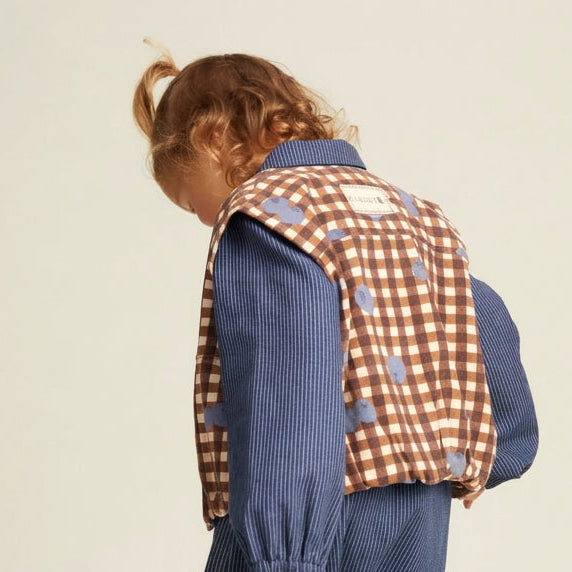 Rumi Blueberry Gingham Cotton Gilet