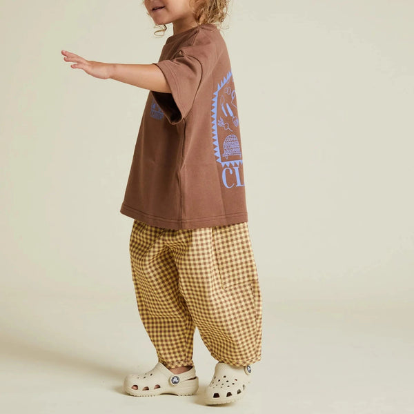 Emerson Ochre Gingham Cotton Trouser