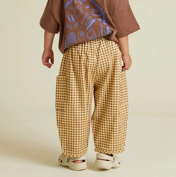Emerson Ochre Gingham Cotton Trouser